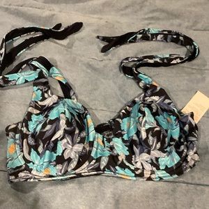 New NWT old navy bathing suit bikini top black blue gray underwire UPF 40